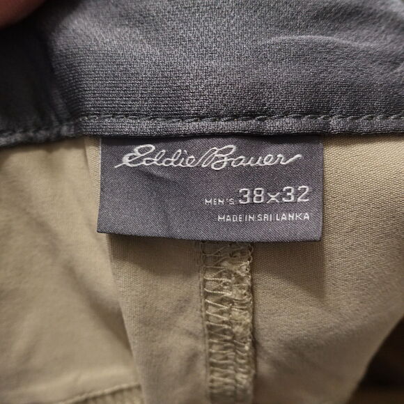 EDDIE BAUER NYLON BLEND TAN BEIGE LIGHTWEIGHT HIKING OUTDOORS PANTS 38X32 - Picture 8 of 9
